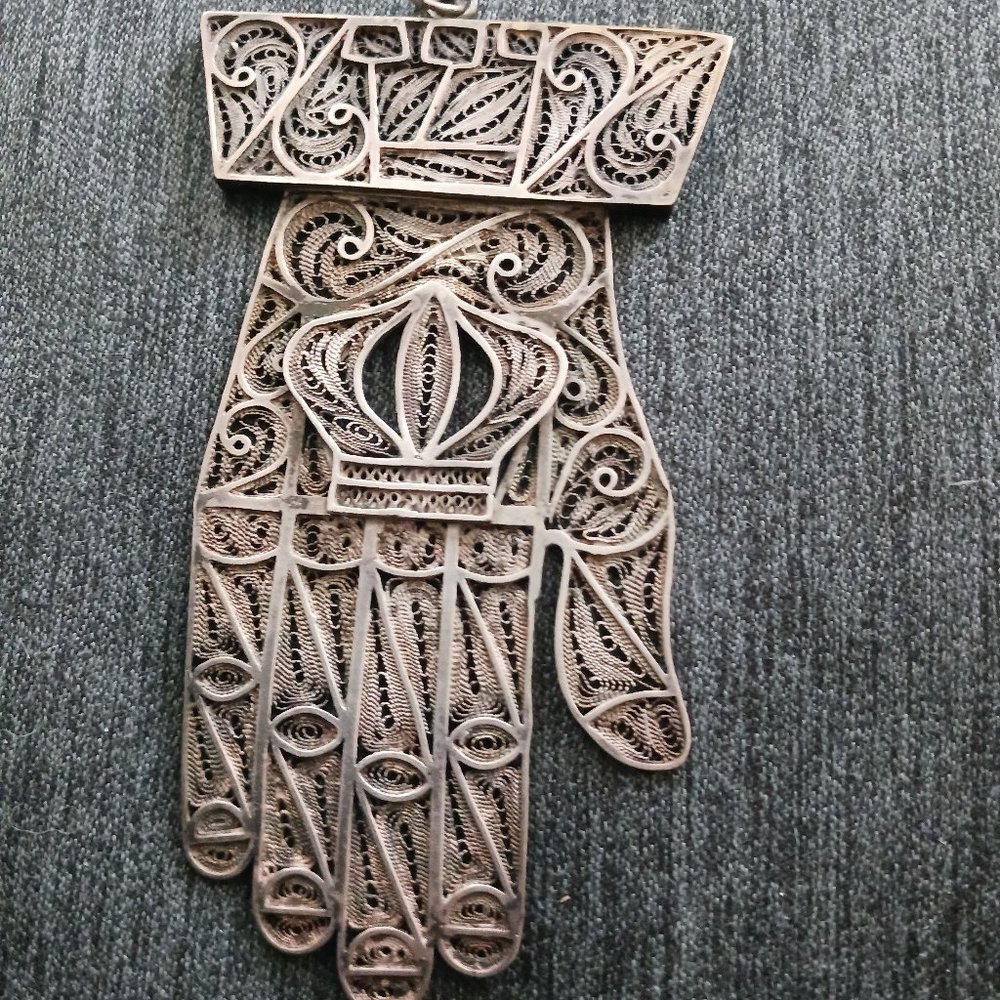 Large Vintage Sterling Hamsa made in Israel
